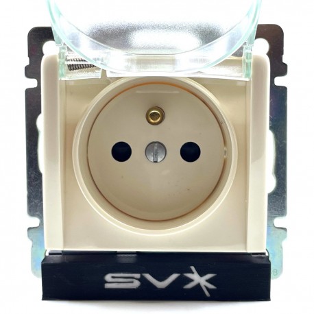 zásuvka 1-nás.Va béžova s krytom  IP44